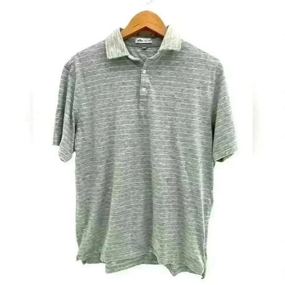 Peter Millar Men’s Gray & White Striped Golf Polo Size Medium - Picture 1 of 7